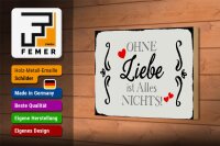 Holzschild Spruch 18x12cm ohne Liebe ist Alles nichts Herz