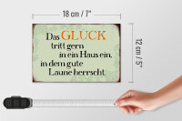Holzschild Spruch 18x12cm Glück tritt gern ein gute Laune