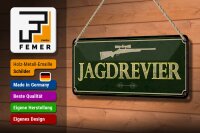 Blechschild Hinweis 27x10 cm Jagdrevier Jagdgewehr Deko Schild