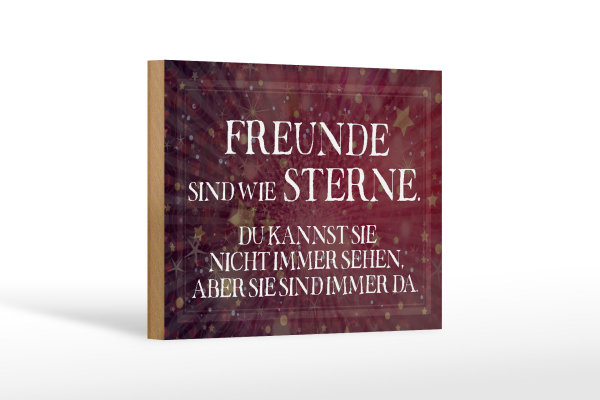 Holzschild Spruch 18x12cm Freunde sind wie Sterne Schild