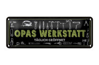 Blechschild Hinweis 27x10 cm Opas Werkstatt täglich...