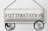 Blechschild Hinweis 27x10 cm Futterstation beige Deko Schild