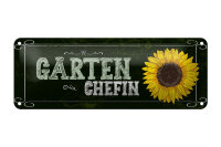 Blechschild Hinweis 27x10 cm Garten Chefin Sonnenblume...