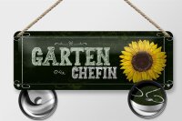 Blechschild Hinweis 27x10 cm Garten Chefin Sonnenblume...