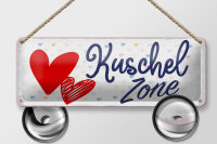 Blechschild Hinweis 27x10 cm Kuschel Zone Herz Deko Schild
