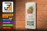 Blechschild Hinweis 27x10 cm Mein Garten meine Regeln Deko Schild