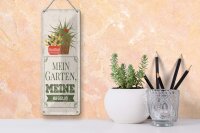 Blechschild Hinweis 27x10 cm Mein Garten meine Regeln Deko Schild