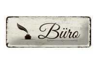 Blechschild Hinweis 27x10 cm Büro Tintenfässchen Deko Schild