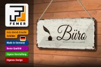 Blechschild Hinweis 27x10 cm Büro Tintenfässchen Deko Schild