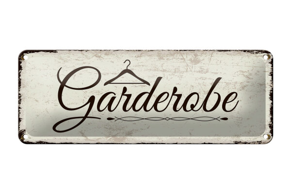 Blechschild Hinweis 27x10 cm Garderobe Kleiderbügel nostalgisch Deko Schild