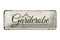 Blechschild Hinweis 27x10 cm Garderobe Kleiderbügel nostalgisch Deko Schild
