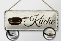Blechschild Hinweis 27x10 cm Küche Bratpfanne...