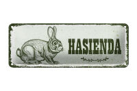 Blechschild Hinweis 27x10 cm Hasienda Hase Deko schild