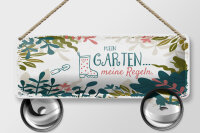 Blechschild Hinweis 27x10 cm Mein Garten meine Regeln...
