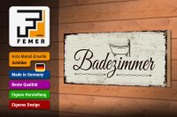 Holzschild Hinweis 27x10 cm Badezimmer nostalgisches Deko Schild