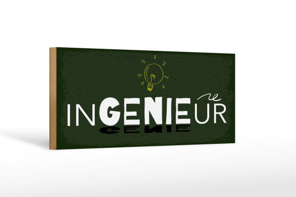 Holzschild Beruf 27x10 cm InGENIEur Glühbirne Hinweis Deko Schild