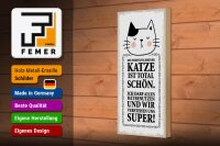 Holzschild Spruch 27x10 cm Die Wohnung meiner Katze ist total schön Deko Schild