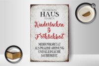 Holzschild Spruch 12x18cm in diesem Haus Kinderlachen