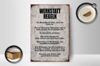 Holzschild Spruch 12x18cm Werkstatt Regeln Werkzeug