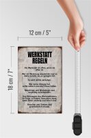Holzschild Spruch 12x18cm Werkstatt Regeln Werkzeug