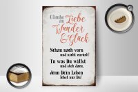 Holzschild Spruch 12x18cm glaube an Liebe Wunder Glück