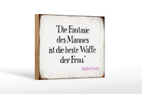 Holzschild Spruch 18x12cm Fantasie des Mannes beste Waffe