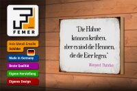 Holzschild Spruch 18x12cm Hähne können krähen aber es sind