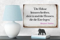 Holzschild Spruch 18x12cm Hähne können krähen aber es sind