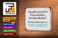 Holzschild Spruch 18x12cm was sollte man dem Mann schenken
