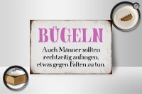 Holzschild Spruch 18x12cm Bügeln auch Männer sollten