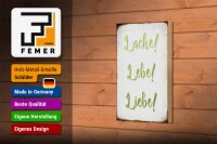 Holzschild Spruch 12x18cm lache lebe liebe Retro Schild
