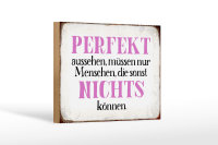 Holzschild Spruch 18x12cm perfekt aussehen nichts können