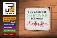 Holzschild Spruch 18x12cm hier Gärtner mit schönster Rose