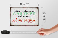 Holzschild Spruch 18x12cm hier Gärtner mit schönster Rose