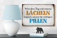 Holzschild Spruch 18x12cm wer den Tag mit einem Lächeln