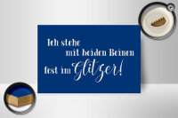 Holzschild Spruch 18x12cm ich stehe mit fest im Glitzer