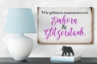Holzschild Spruch 18x12cm Einhorn und Glitzerstaub