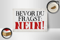 Holzschild Spruch 18x12cm bevor du fragst Nein