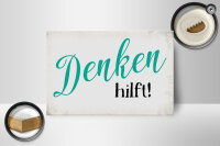 Holzschild Spruch 18x12cm Denken hilft Retro