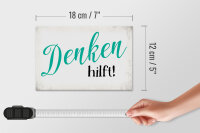 Holzschild Spruch 18x12cm Denken hilft Retro