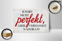 Holzschild Spruch 18x12cm ich bin nicht perfekt aber