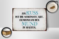 Holzschild Spruch 18x12cm ein Kuss ist schönste Art