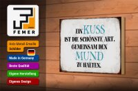 Holzschild Spruch 18x12cm ein Kuss ist schönste Art