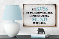 Holzschild Spruch 18x12cm ein Kuss ist schönste Art