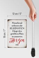 Holzschild Spruch 12x18cm die kleinsten Dinge größte Platz