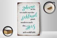 Holzschild Spruch 12x18cm Zuhause wo Herz sich wohlfühlt