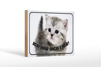 Holzschild Katze 18x12cm ich hab dich lieb Geschenk