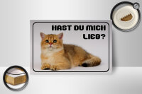 Holzschild Katze 18x12cm hast du mich lieb Geschenk
