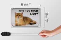 Holzschild Katze 18x12cm hast du mich lieb Geschenk