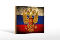 Holzschild Flagge 18x12cm Russland Fahne Wappen